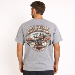 Vintage Harley Davidson Skull Graphic Tee Dead Mans Hand Biker Hanes Beefy Large